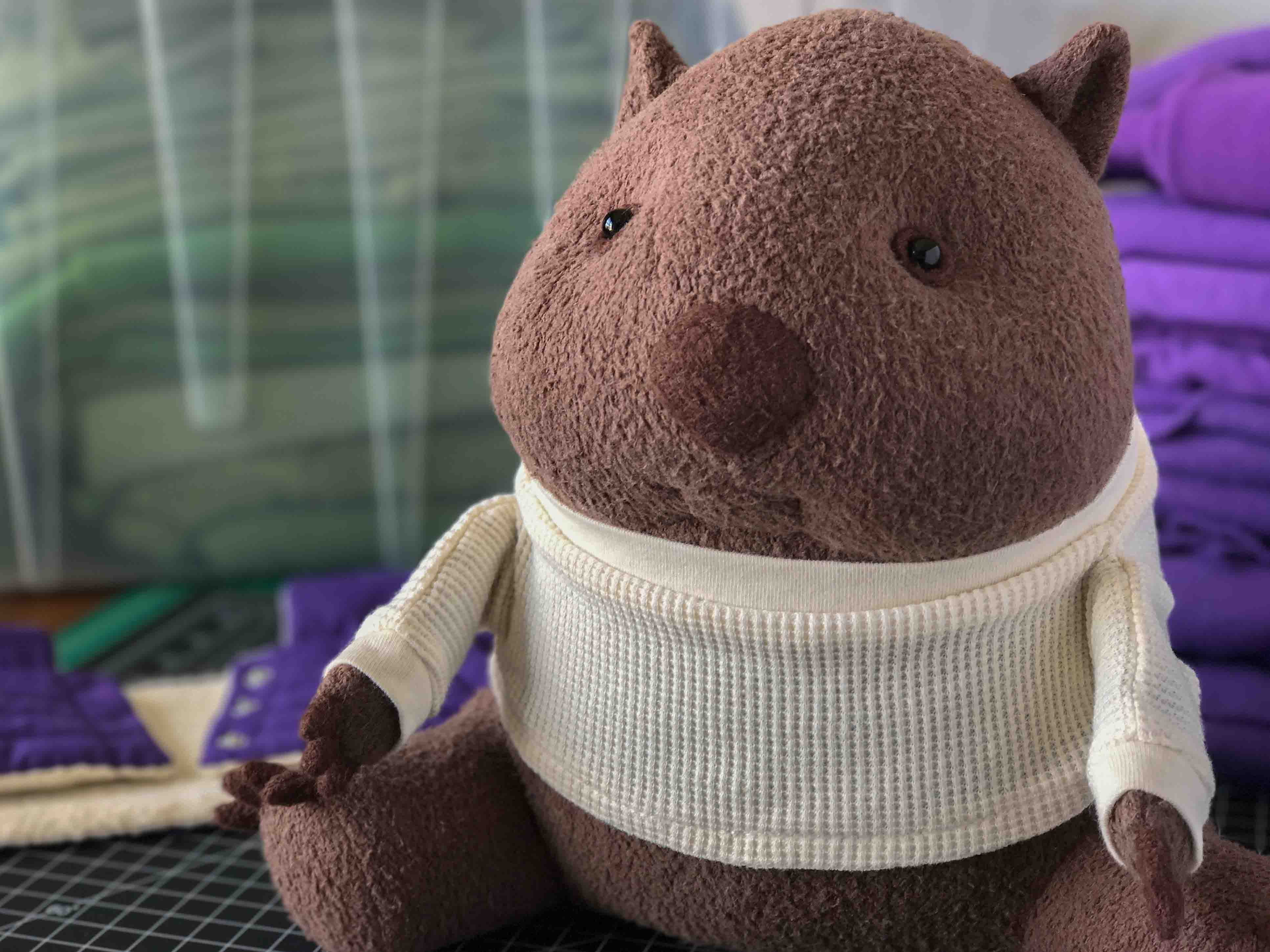 organic stuffed wombat thermal shirt fluffmonger