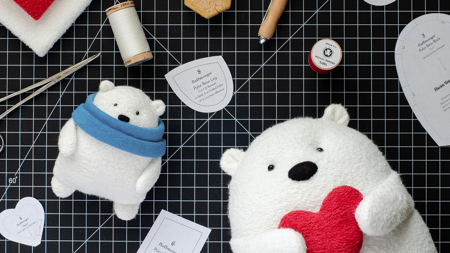 Glacé POLAR BEAR Softy FREE POST 12 Inch Fabric Polar Bear & Easy Tutorial Style Instructions Soft Toy Sewing PATTERN Independent Design 