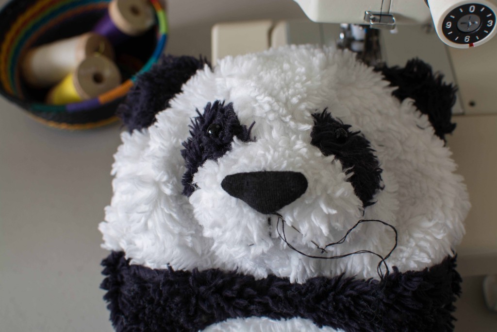 OOAK Organic Panda Head in progress fluffmonger