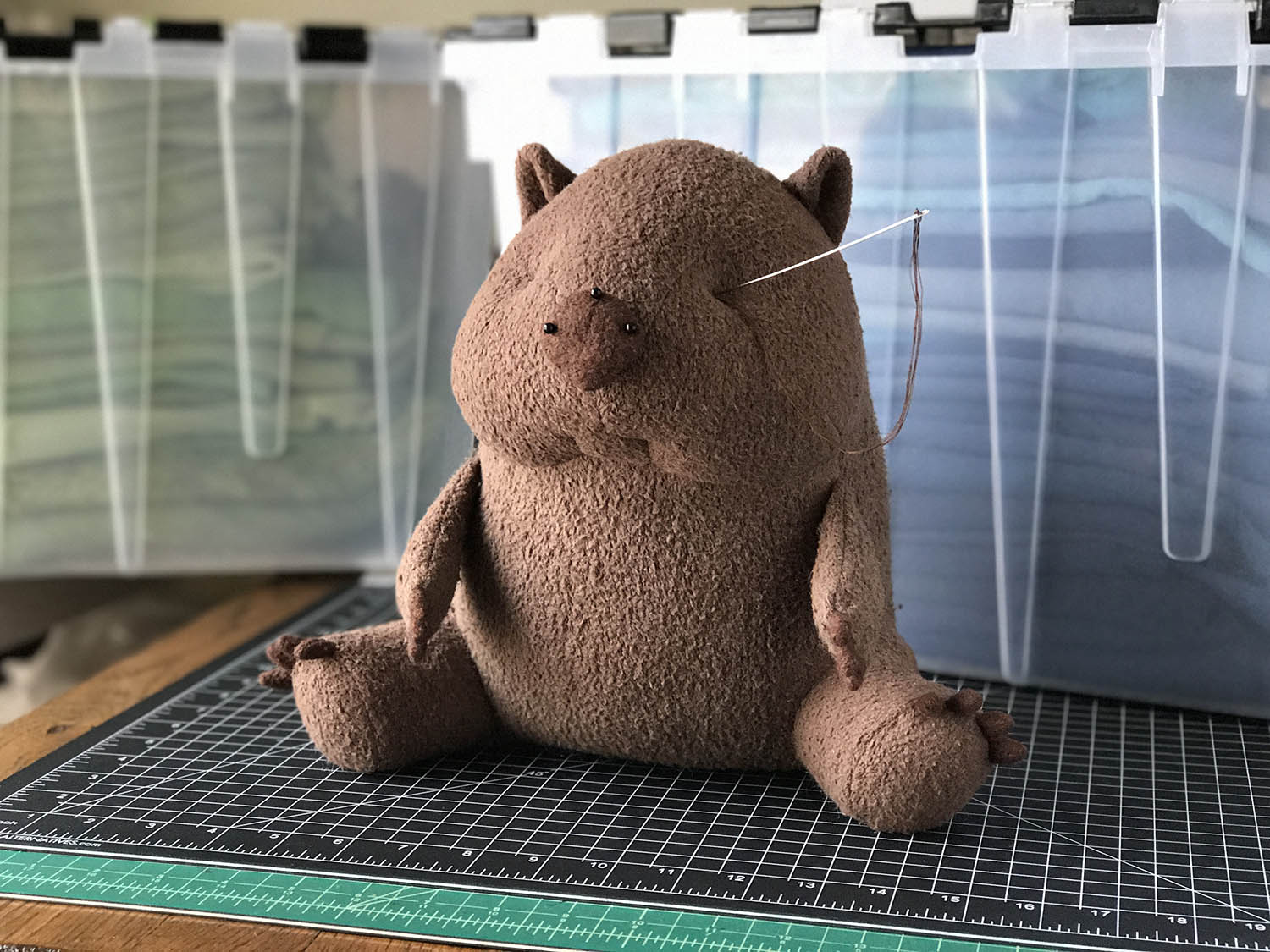 organic stuffed wombat plush needle sculpting fluffmonger