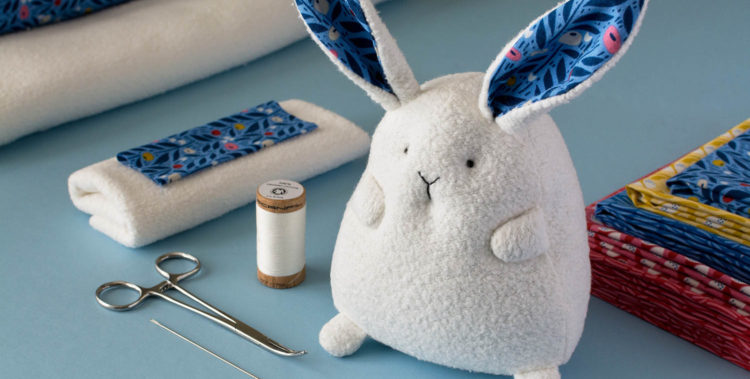 Chubby Bunny Sewing Pattern and Tutorial organic fabric kit by Fluffmonger