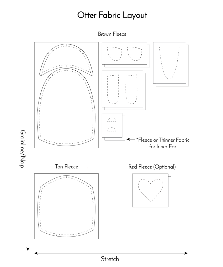 Free Otter Pattern Fabric Layout Fluffmonger