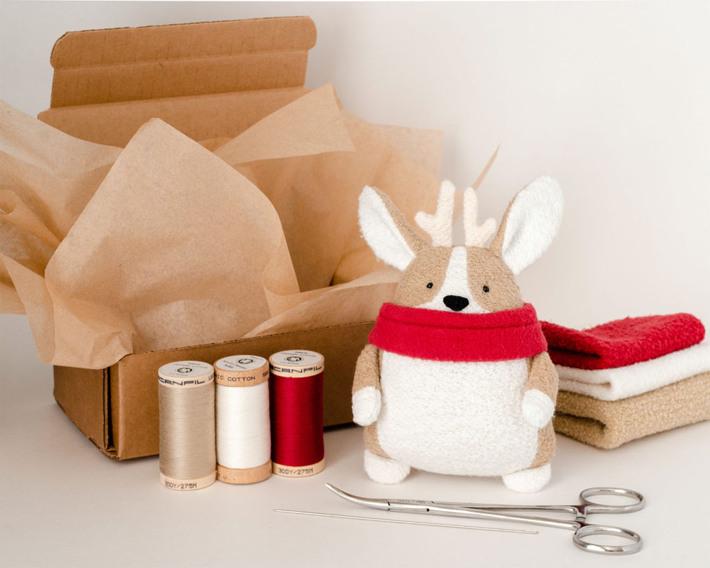 blog Corgi Reindeer organic fabric sewing Kit